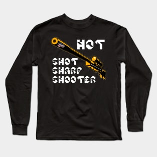 Hot Shot Sharp Shooter, v. Code Orange Wht Text Long Sleeve T-Shirt